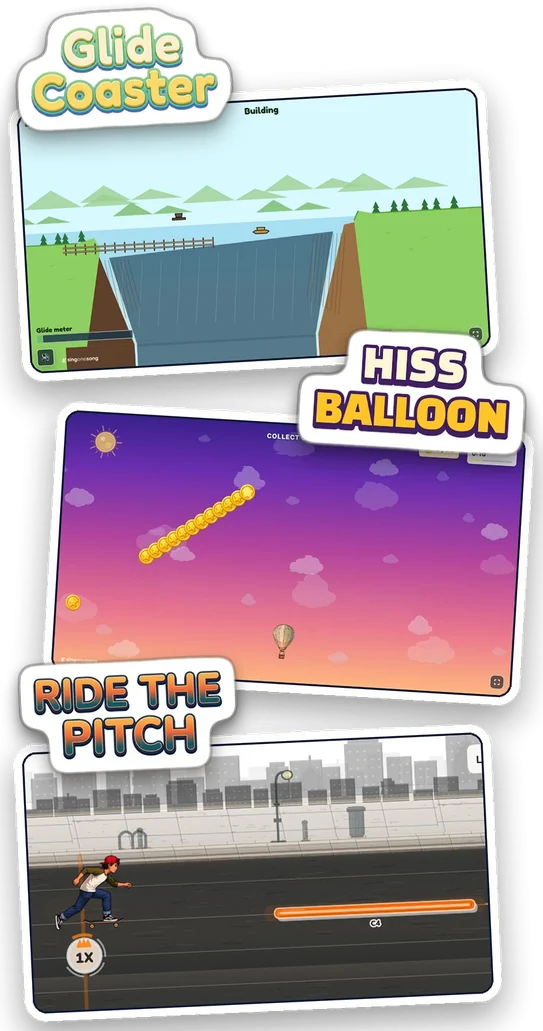Turn practice into play. 20+ voice-controlled games.