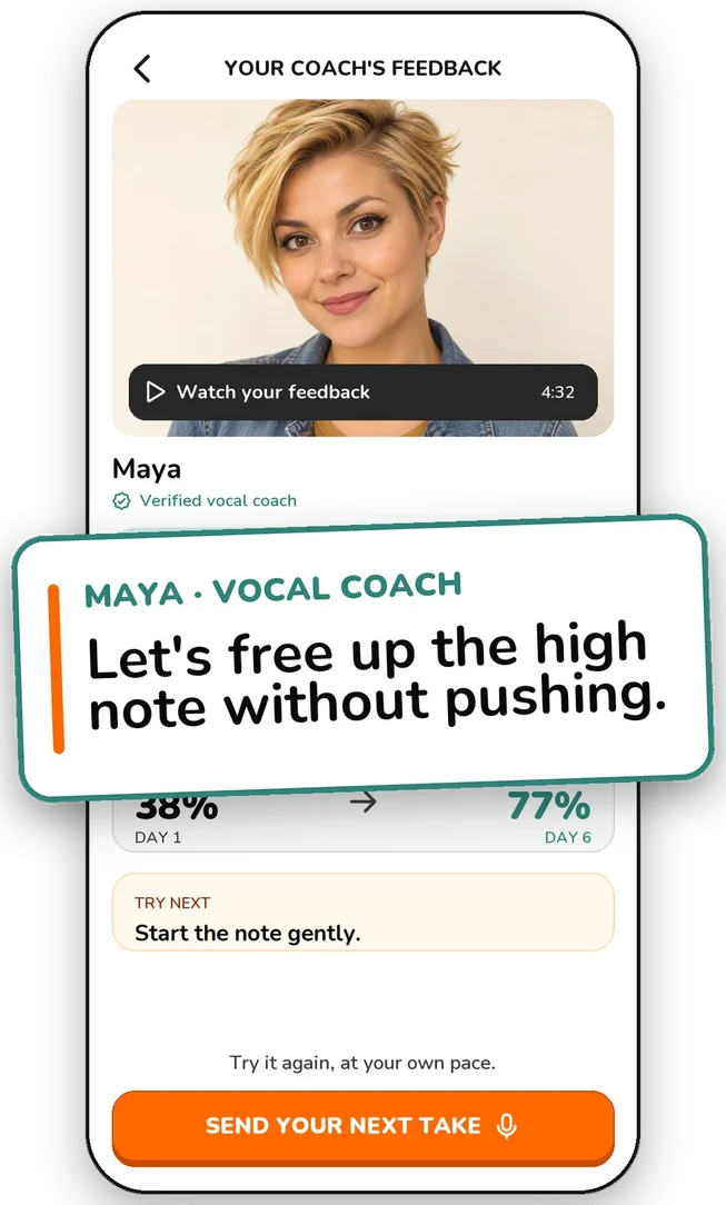 Get a real coach’s take. Personal feedback from vocal coaches.